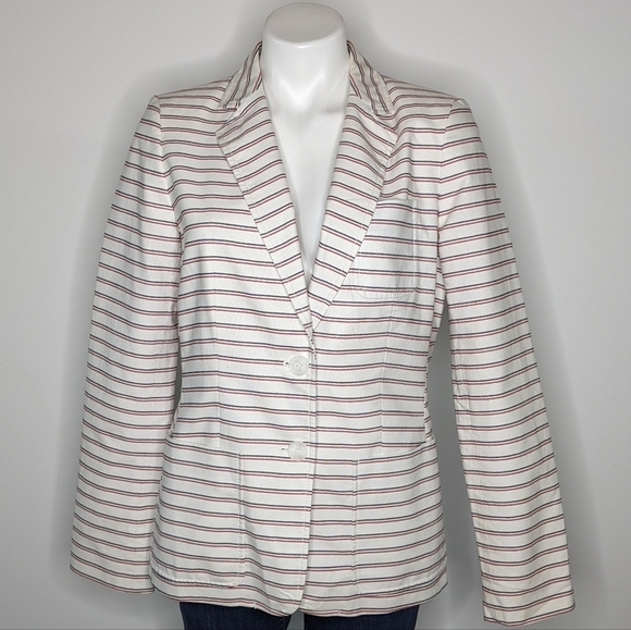 Tommy Hilfiger red white blue striped button up jacket 10 - Picture 1 of 14